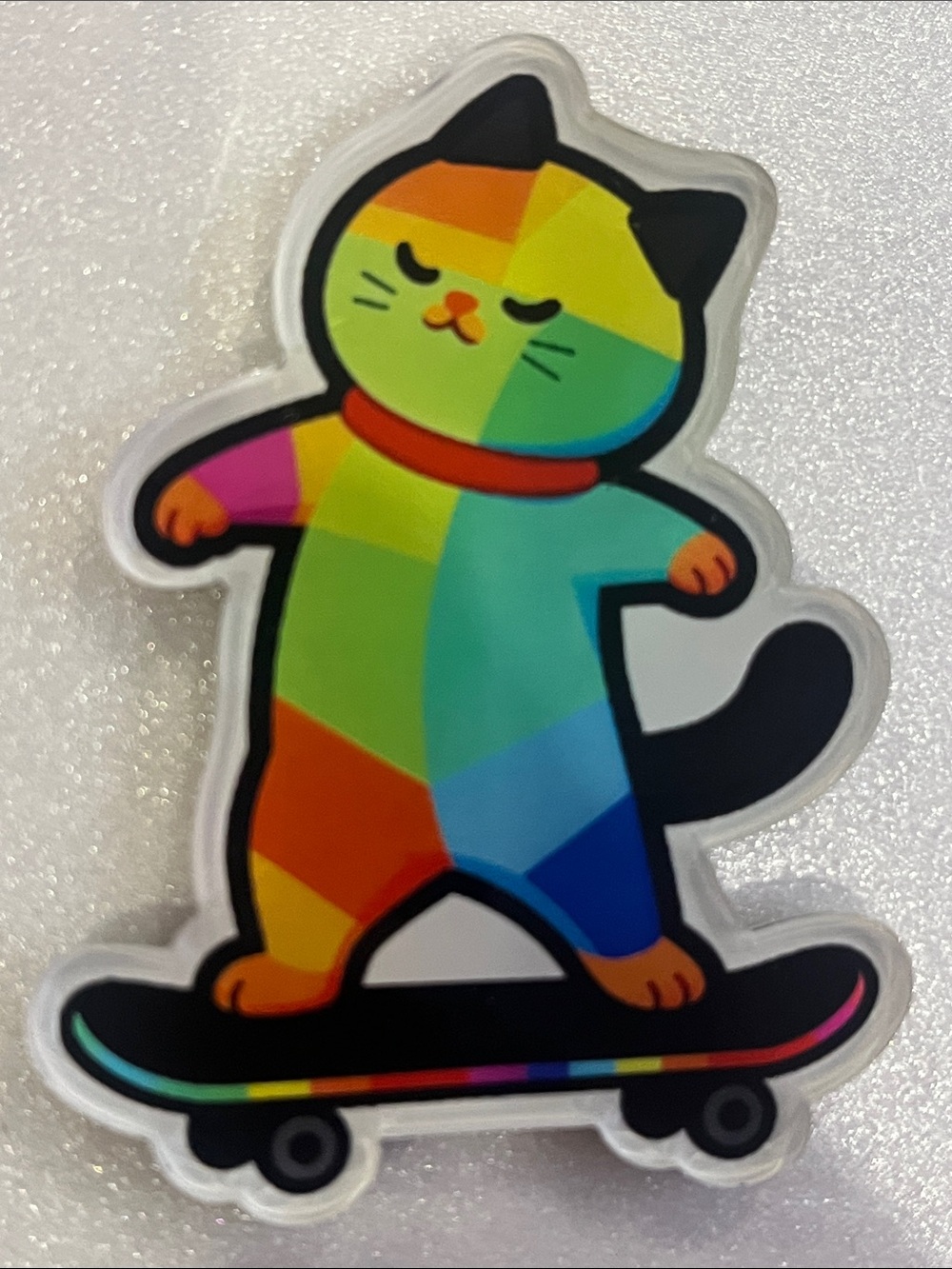 Colorful Rainbow Cat Skateboard Magnet - Multicolor - Picture 1 of 4